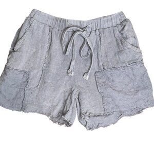 GiGio USA Womens Shorts S Gray Cotton Eyelet Pockets Fringe Hem